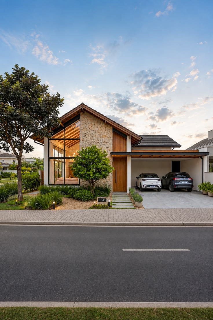 A modern home under an open sky